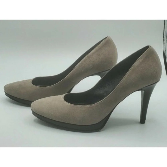 Butter Heels Grey Suede Platform Heels Shoes - Picture 2 of 10